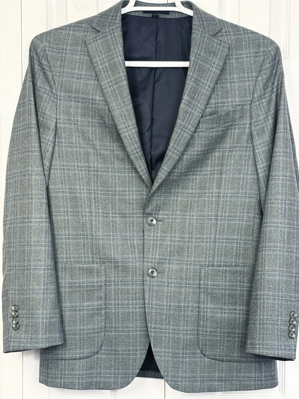 Jos A. Bank 1905 Collection Gray Plaid Slim Fit Brrr Comfort Wool Blazer 38R